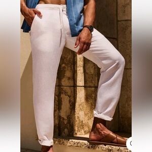 Cubavera Pants White Linen Blend Men XL 40x31 Drawings Resortwear Beach NWT